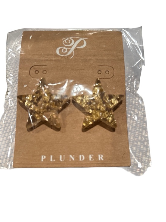 Plunder Jewelry - Plunder Gold Glitter Star Stud Earrings-New